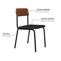 Cadeira Fit Fixa C/4 Pes 475 X 505 X 810 Mm C/3 Un. Crt.cinza/courino Caramelo Crt Cinza/courino Caramelo - 3