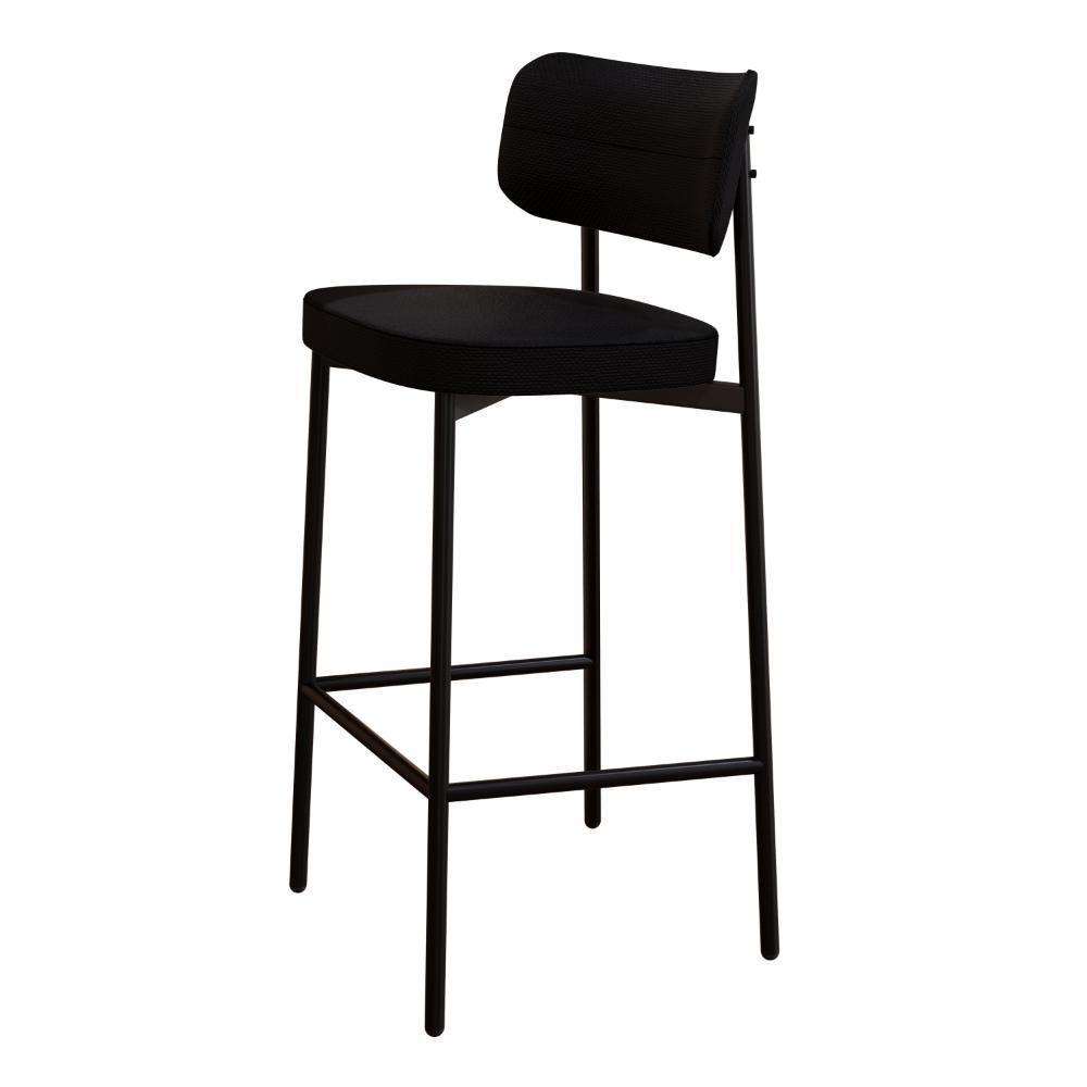 Banqueta Alloa Fixa Pés 50 X 44,7 X 103,5 Mm C/ Pés Pretos - Corriente Preto - Preto Fosco Epoxi Corriente Preto - 1