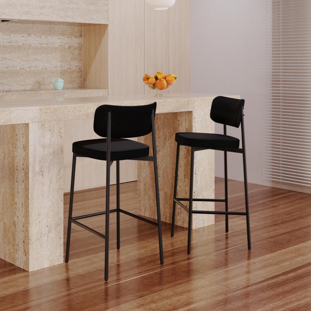 Banqueta Alloa Fixa Pés 50 X 44,7 X 103,5 Mm C/ Pés Pretos - Corriente Preto - Preto Fosco Epoxi Corriente Preto - 2