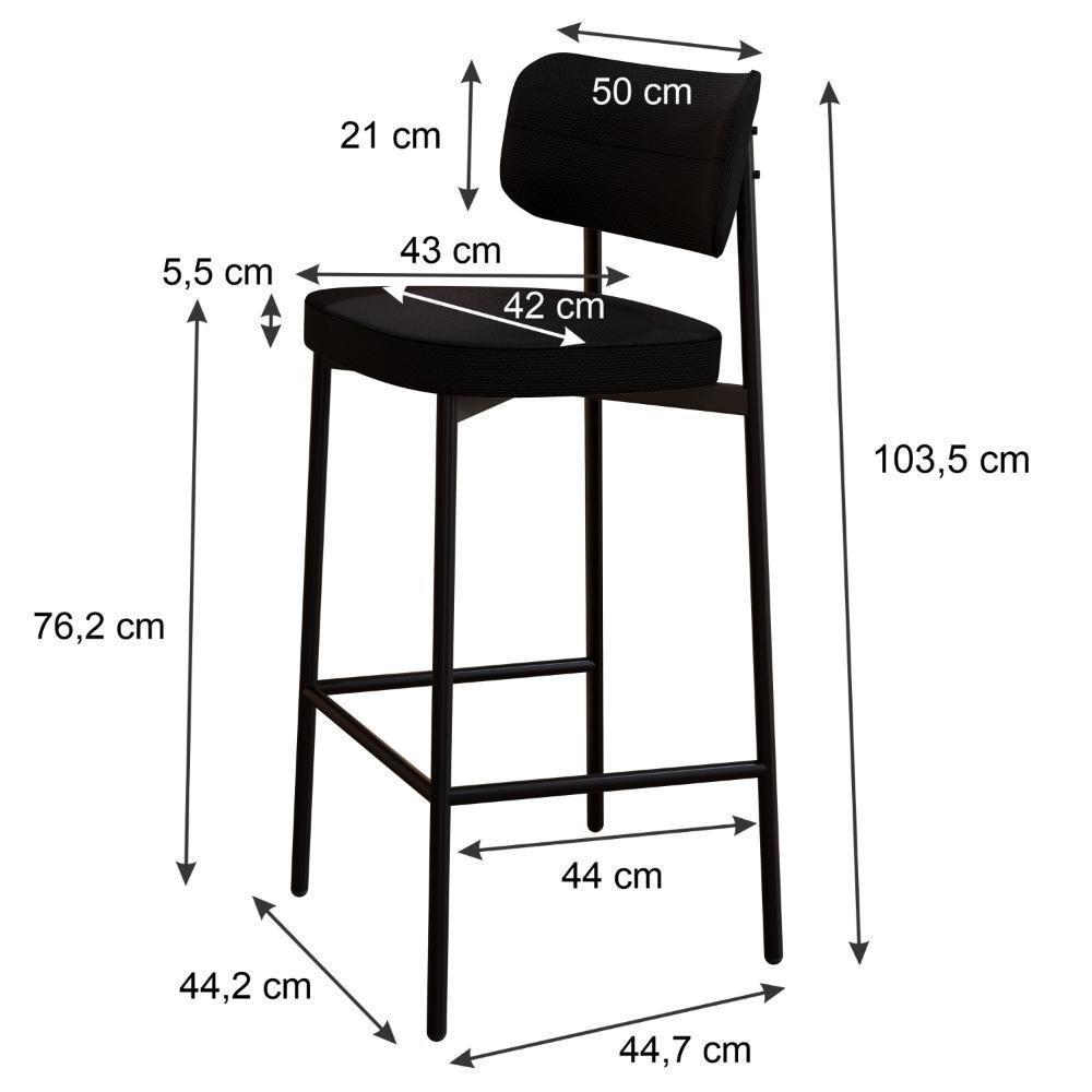 Banqueta Alloa Fixa Pés 50 X 44,7 X 103,5 Mm C/ Pés Pretos - Corriente Preto - Preto Fosco Epoxi Corriente Preto - 6