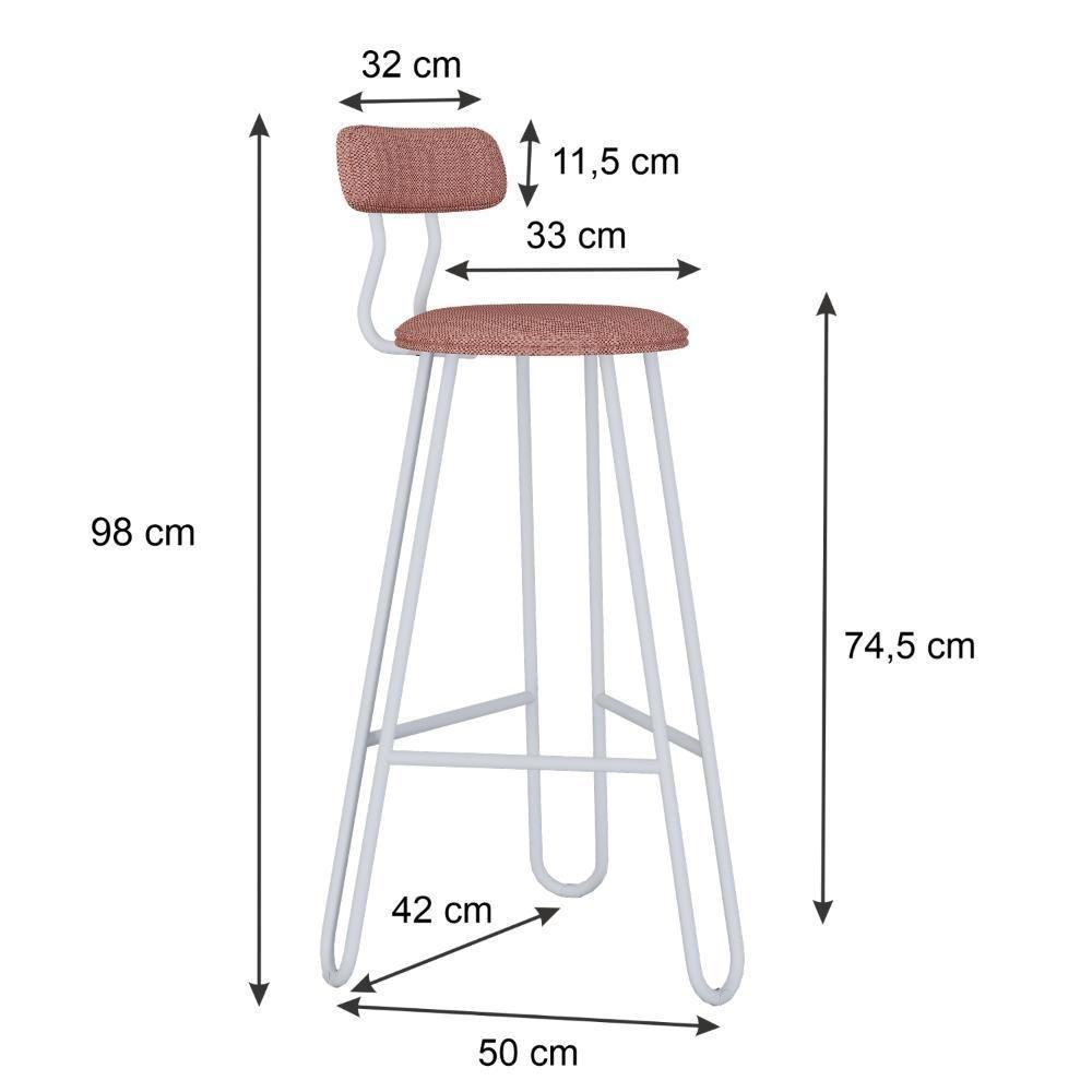 Conjunto 4 Banquetas Alta Ginger Com Encosto Tulipa Rosê City - 3