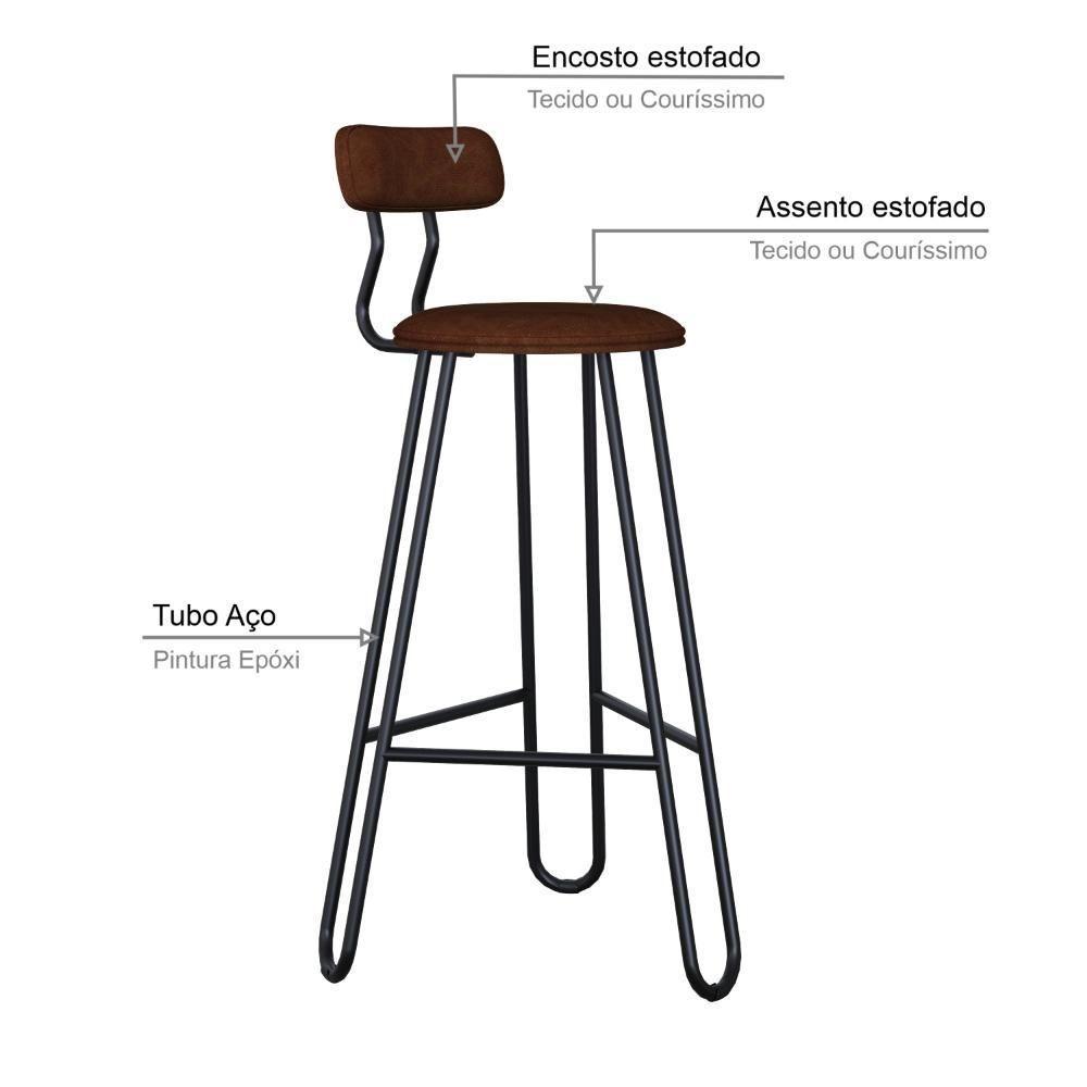 Conjunto 2 Banquetas Alta Ginger Com Encosto Courino Whisky - 4