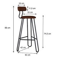 Conjunto 2 Banquetas Alta Ginger Com Encosto Courino Whisky - 3