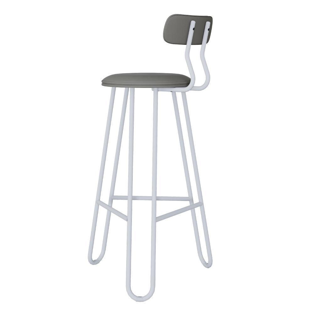 Banqueta Alta Ginger Com Encosto Courino Venus Cinza - 2