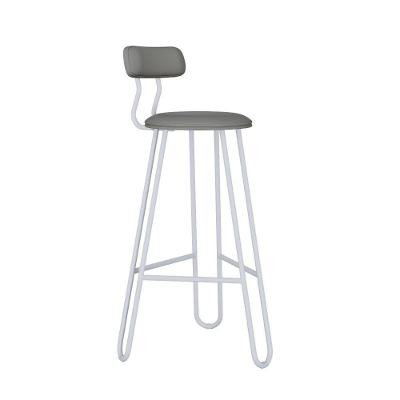 Banqueta Alta Ginger Com Encosto Courino Venus Cinza