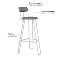 Banqueta Alta Ginger Com Encosto Courino Venus Cinza - 4