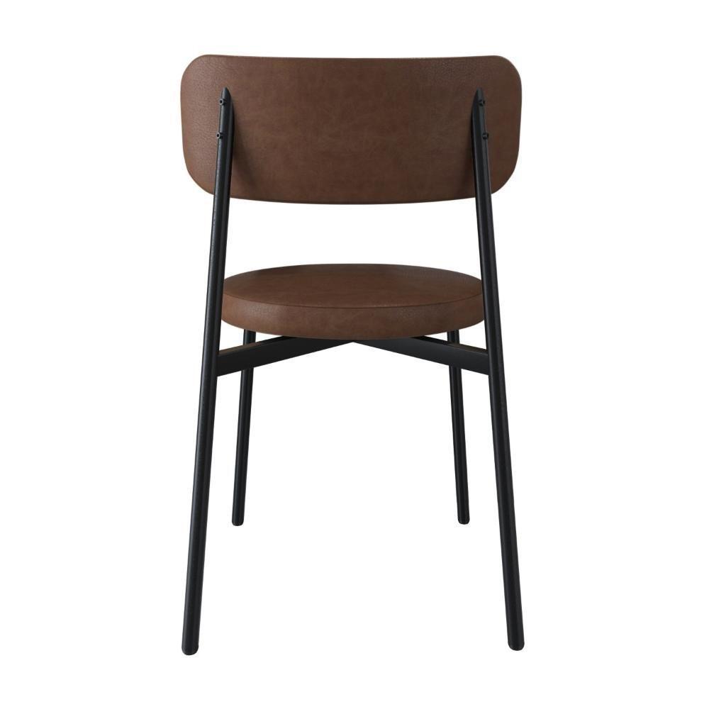 2 Unidades Cadeira Kyta Fixa C-4 Pés 50 X 44,7 X 83,8 Cm. Courino Whisky - 2