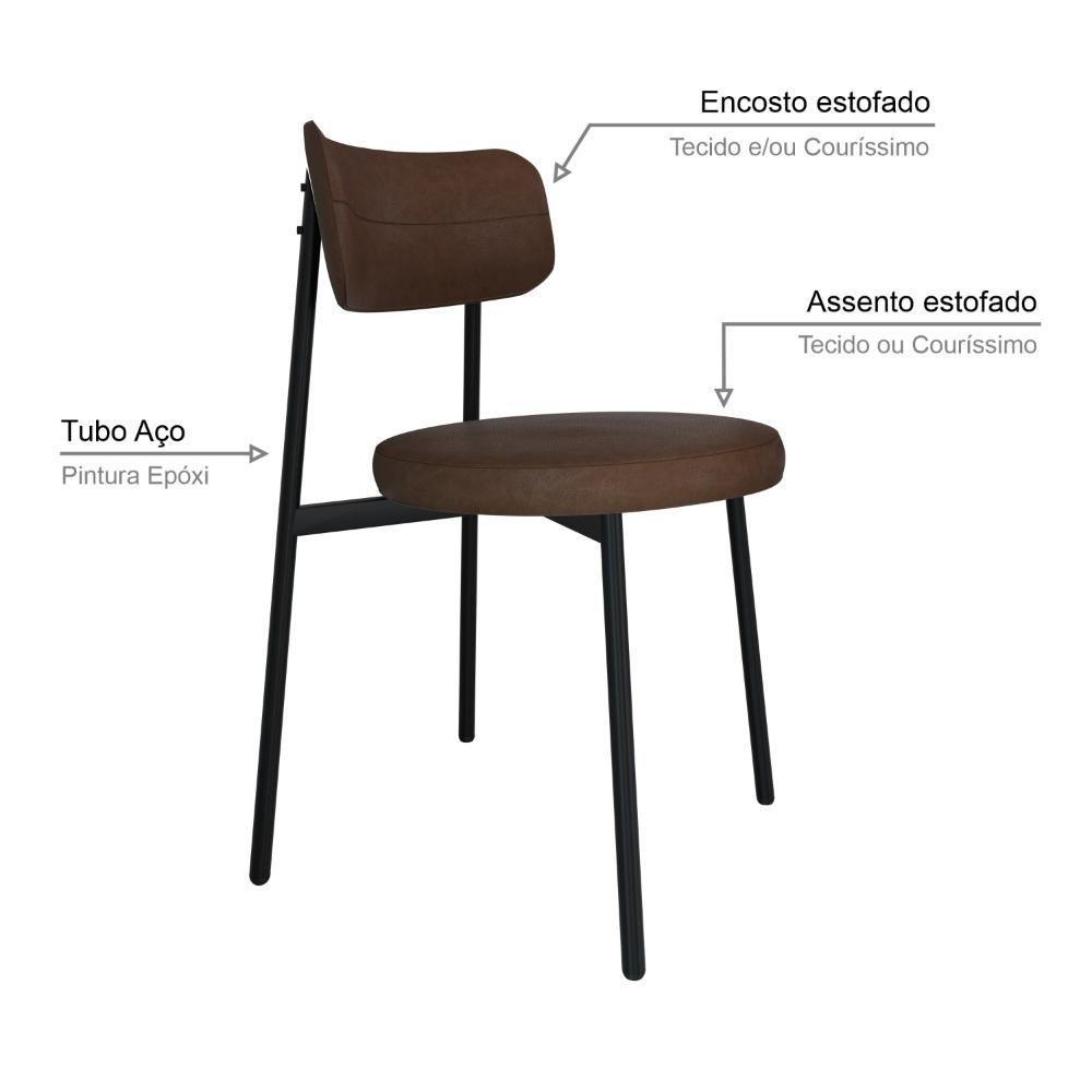 2 Unidades Cadeira Kyta Fixa C-4 Pés 50 X 44,7 X 83,8 Cm. Courino Whisky - 5