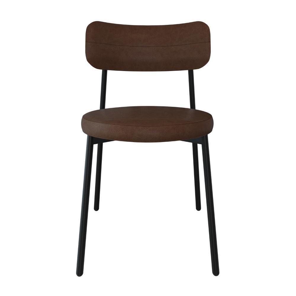 2 Unidades Cadeira Kyta Fixa C-4 Pés 50 X 44,7 X 83,8 Cm. Courino Whisky - 6