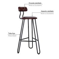 Conjunto 4 Banquetas Alta Ginger Com Encosto Courino Café - 4