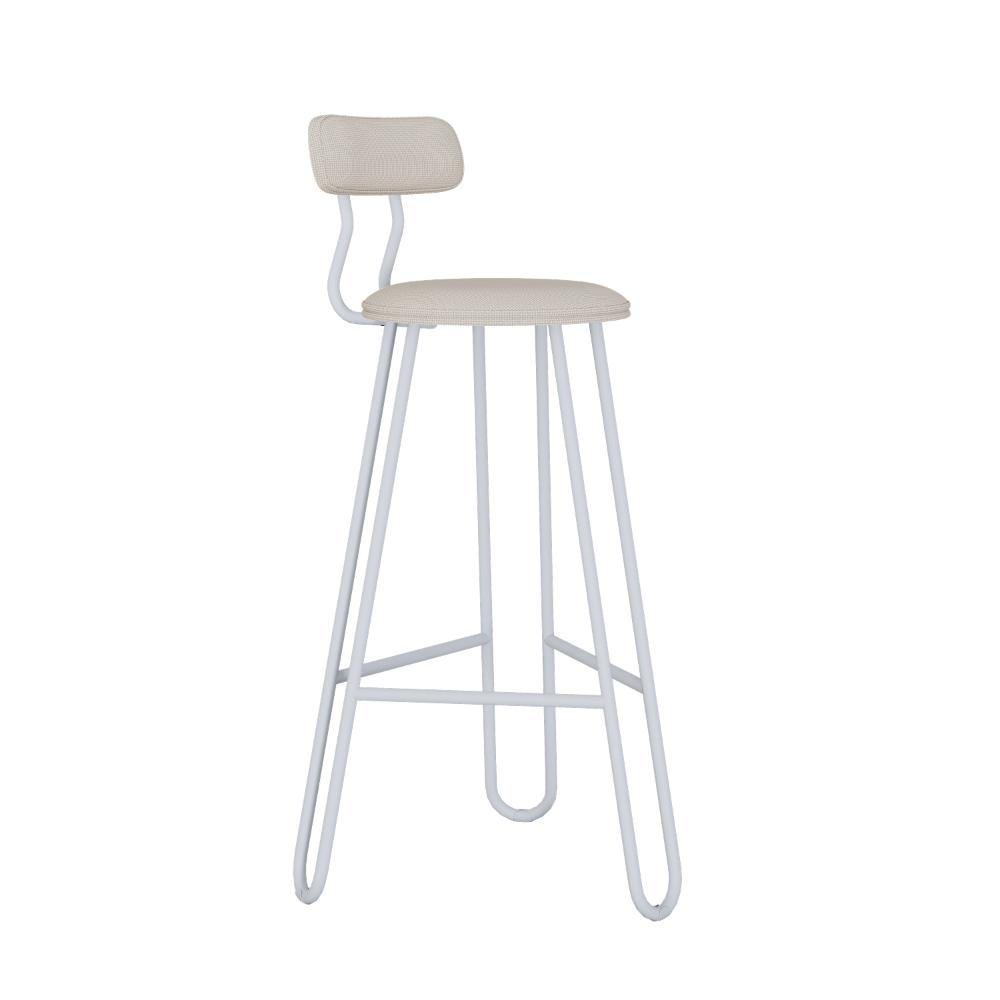 Conjunto 2 Banquetas Alta Ginger Com Encosto Areia Light City - 1