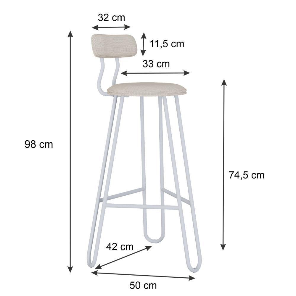 Conjunto 2 Banquetas Alta Ginger Com Encosto Areia Light City - 3