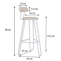 Conjunto 2 Banquetas Alta Ginger Com Encosto Areia Light City - 3