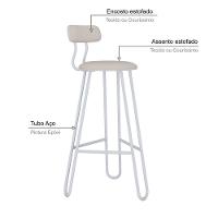 Conjunto 2 Banquetas Alta Ginger Com Encosto Areia Light City - 4