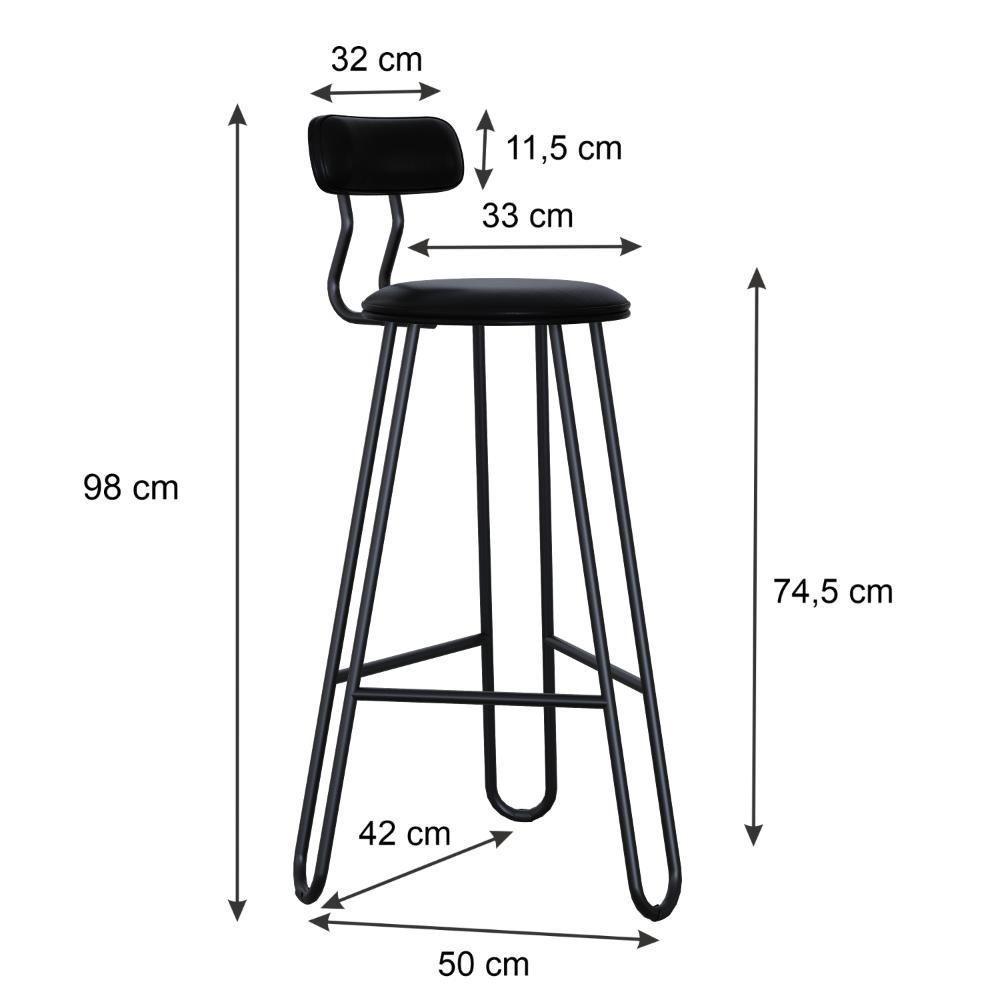 Conjunto 2 Banquetas Alta Ginger Courino Preto - 3