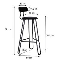 Conjunto 2 Banquetas Alta Ginger Courino Preto - 3