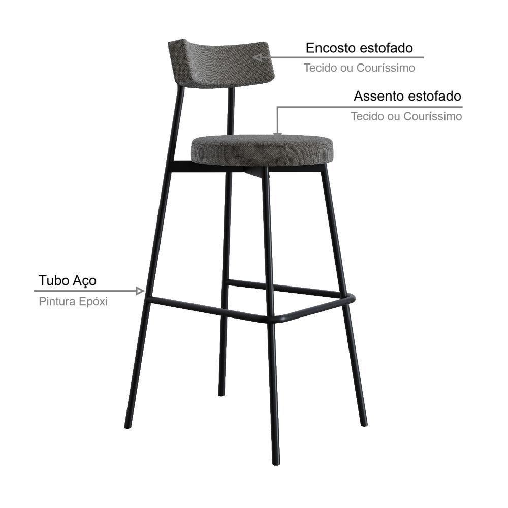 Banqueta Alta Stout Ae: 100 / Aa: 75cm C/02 Un. Bqst7510.2 Fendi Cinza City Fendi Cinza City - 3