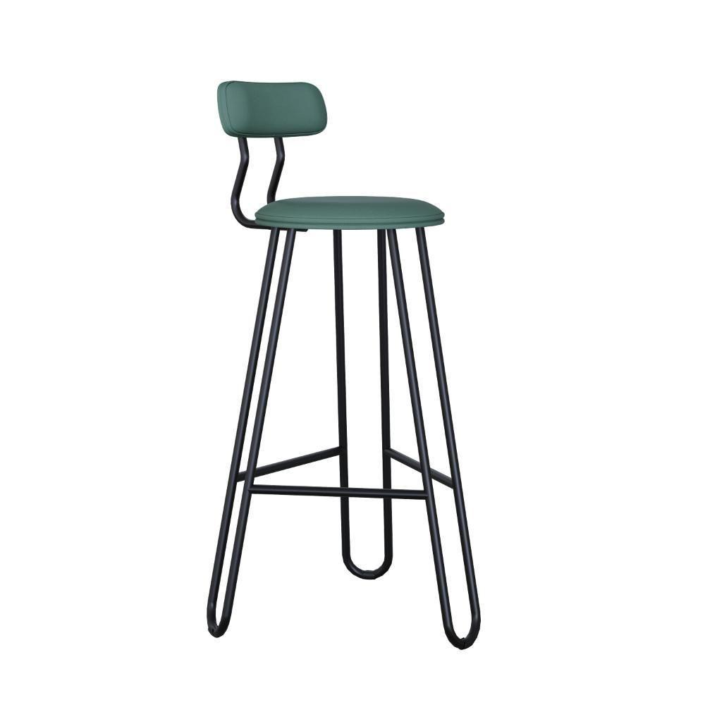 Conjunto 2 Banquetas Alta Ginger Com Encosto Courino Urano Verde Sálvia - 1