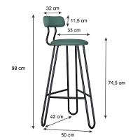 Conjunto 2 Banquetas Alta Ginger Com Encosto Courino Urano Verde Sálvia - 3