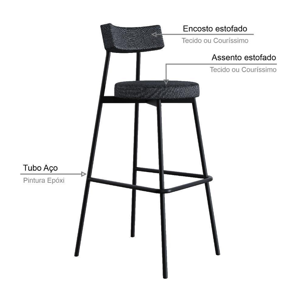 Banqueta Alta Stout Ae: 100 / Aa: 75cm C/02 Un. Bqst7510.2 Grafite Corriente Grafite Corriente - 3