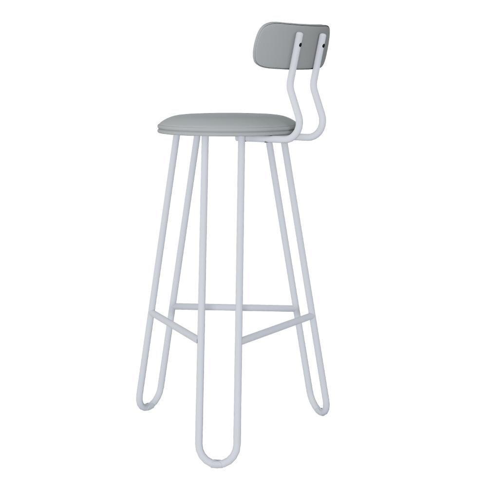 Conjunto 2 Banquetas Alta Ginger Com Encosto Courino Saturno Off White - 2