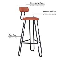 Conjunto 4 Banquetas Alta Ginger Com Encosto Courino Marte Terra Rosê - 4