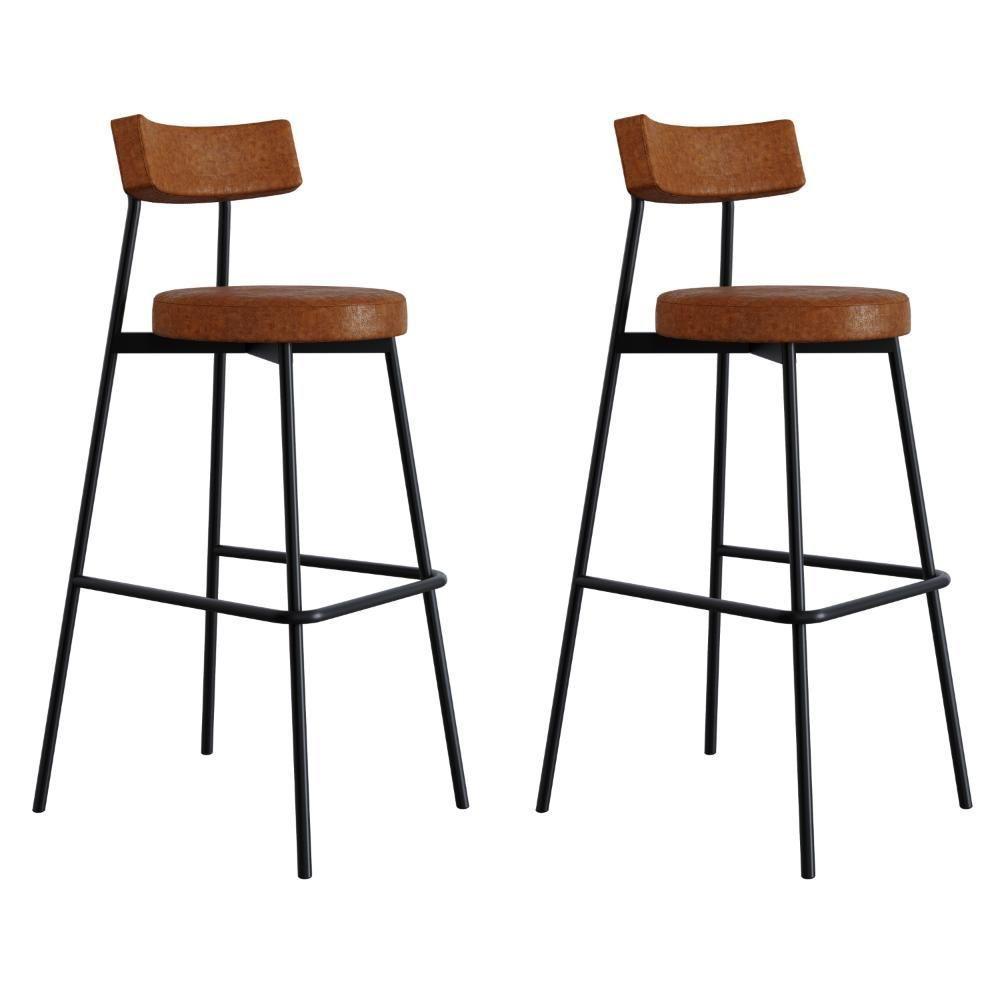 Banqueta Alta Stout Ae: 100 / Aa: 75cm Com 02 Unidades Bqst7510.2 Courino Caramelo - 1