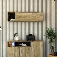 Armário Aéreo Com Nicho E Porta Basculante 35x135x35cm Wlnp135 Carvalho Preto Carvalho Preto