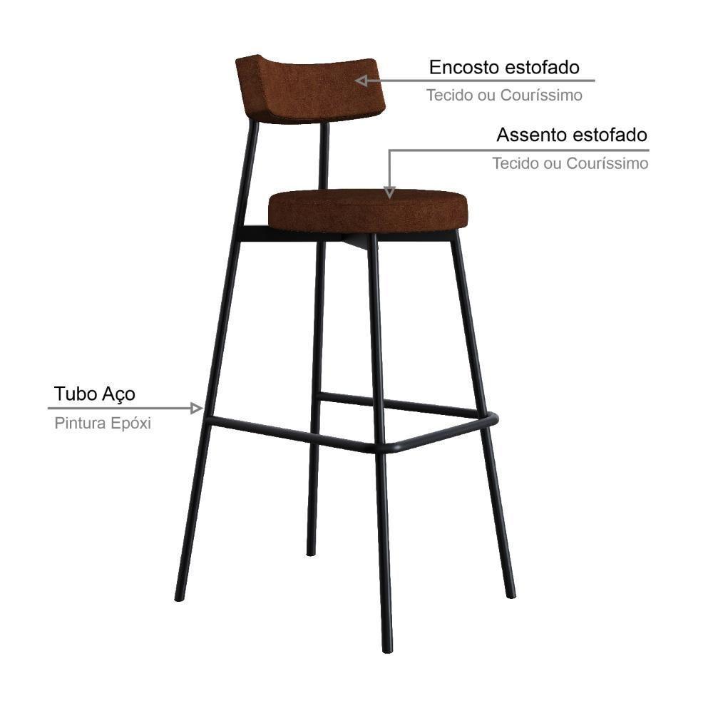 Banqueta Alta Stout Ae: 100 / Aa: 75cm C/02 Un. Bqst7510.2 Courino Whisky - 3