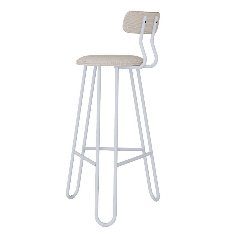 Conjunto 4 Banquetas Alta Ginger Com Encosto Areia Light City - 2