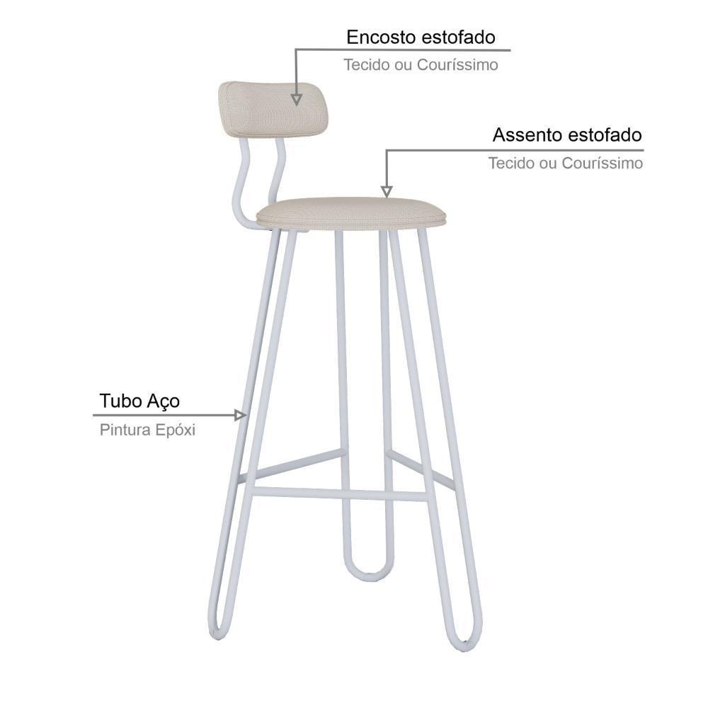 Conjunto 4 Banquetas Alta Ginger Com Encosto Areia Light City - 4