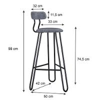 Conjunto 2 Banquetas Alta Ginger Com Encosto Névoa Prata City - 3