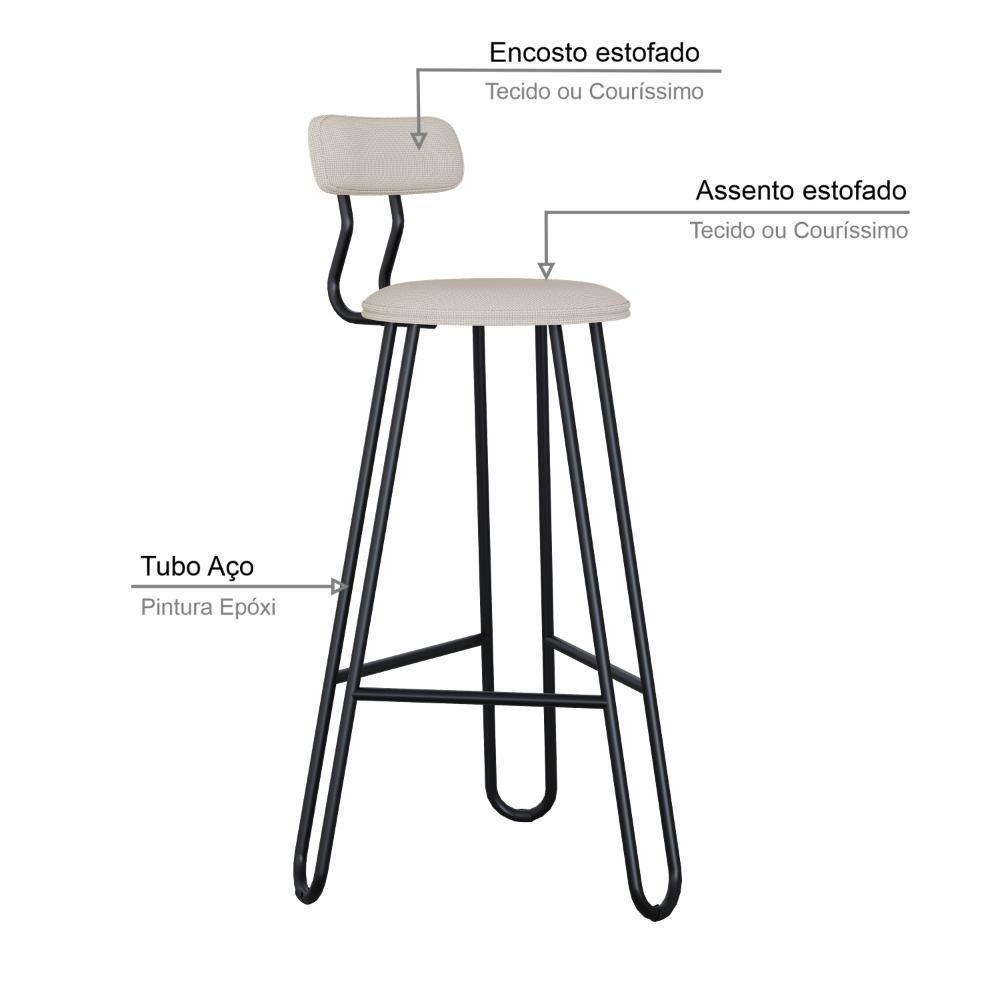 Conjunto 2 Banquetas Alta Ginger Com Encosto Areia Light City - 4
