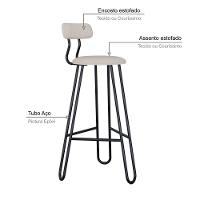 Conjunto 2 Banquetas Alta Ginger Com Encosto Areia Light City - 4