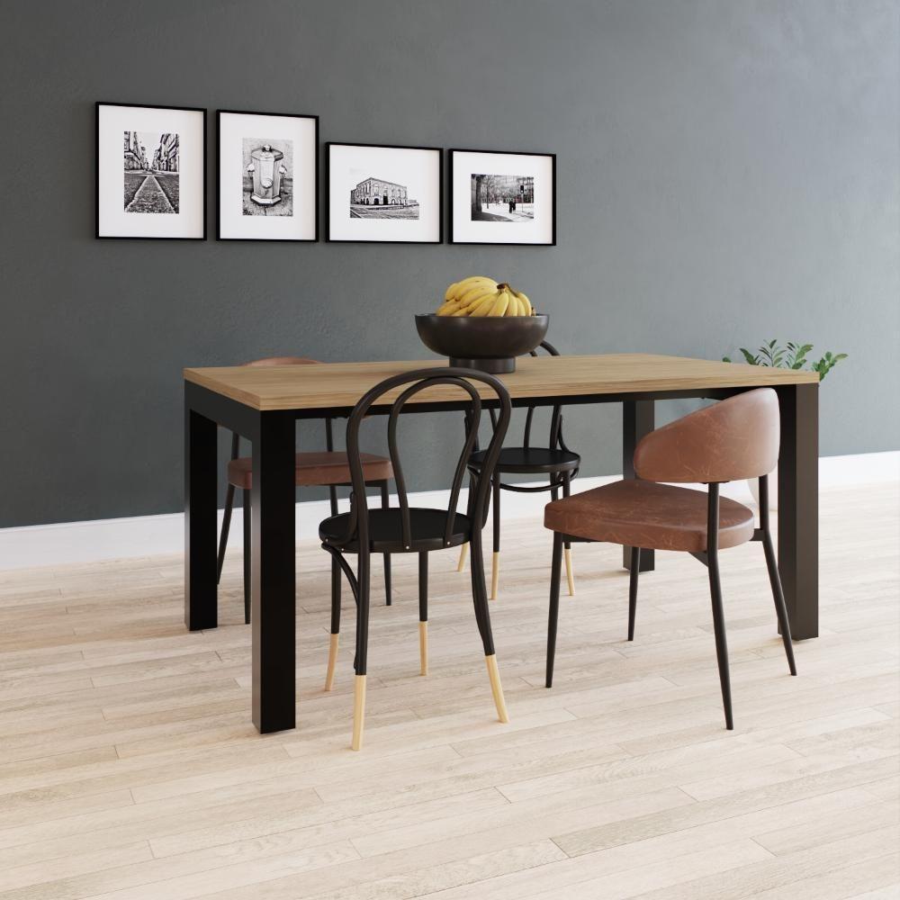 Mesa De Jantar Bronx U 160x90x77cm Brmj9160u Vermont Oak - Est.preta Vermont Oak/est.preta - 2