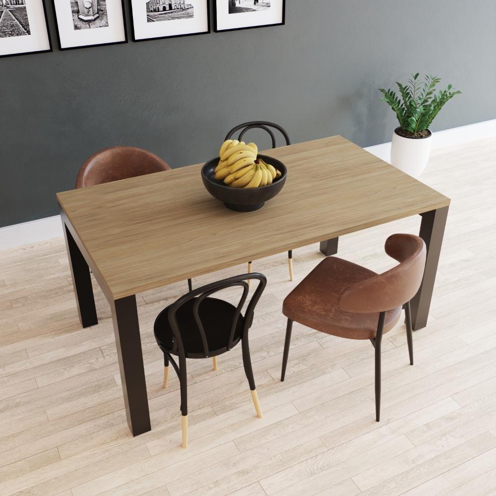 Mesa De Jantar Bronx U 160x90x77cm Brmj9160u Vermont Oak - Est.preta Vermont Oak/est.preta - 4