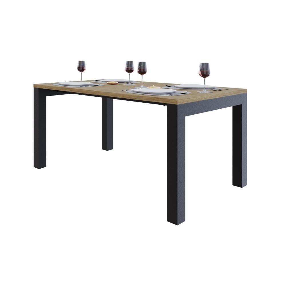 Mesa De Jantar Bronx U 160x90x77cm Brmj9160u Vermont Oak - Est.preta Vermont Oak/est.preta - 5