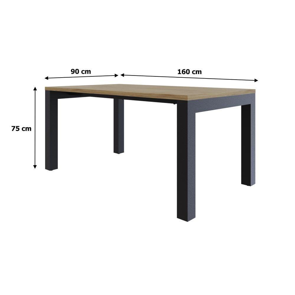 Mesa De Jantar Bronx U 160x90x77cm Brmj9160u Vermont Oak - Est.preta Vermont Oak/est.preta - 6