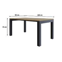 Mesa De Jantar Bronx U 160x90x77cm Brmj9160u Vermont Oak - Est.preta Vermont Oak/est.preta - 6