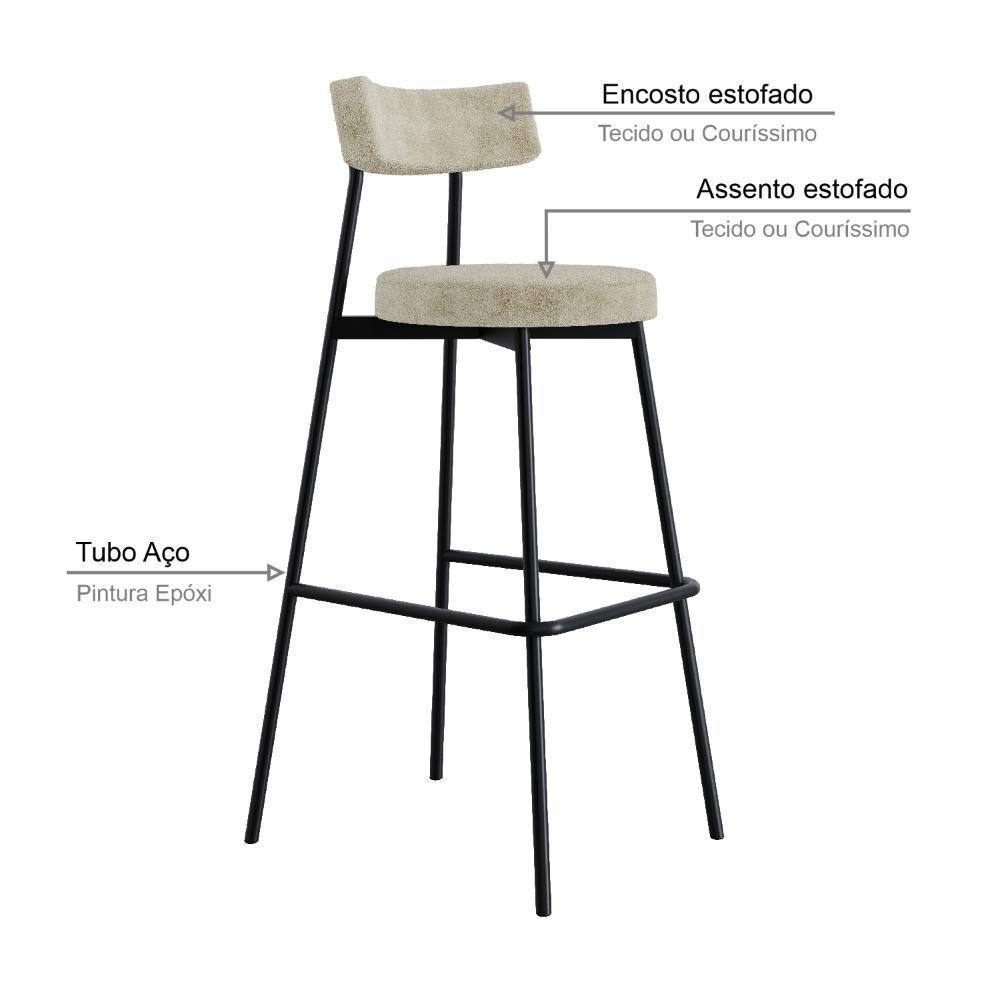 Banqueta Alta Stout Ae: 100 / Aa: 75cm C/04 Un. Bqst7510.4 Boucle Vanilla Boucle Vanilla - 3