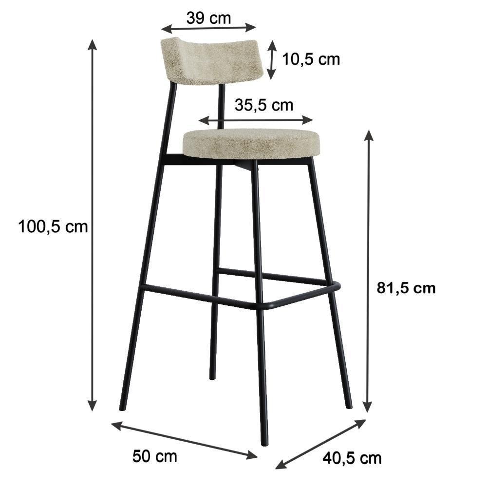 Banqueta Alta Stout Ae: 100 / Aa: 75cm C/04 Un. Bqst7510.4 Boucle Vanilla Boucle Vanilla - 5