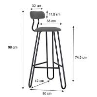 Conjunto 4 Banquetas Alta Ginger Com Encosto Fendi Cinza City - 3