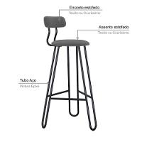 Conjunto 4 Banquetas Alta Ginger Com Encosto Fendi Cinza City - 4