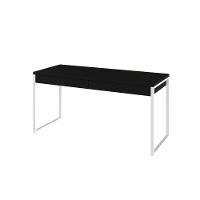 Mesa Diretor 150x60x75cm Com 2 Gavetas Kuadra Preto Ônix Estrutura Branca - 2