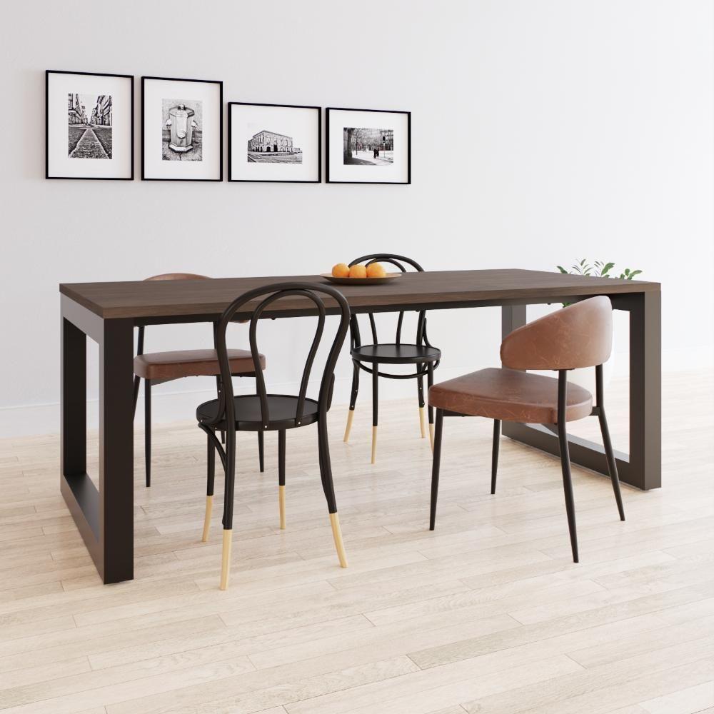 Mesa De Jantar Bronx 200x90x77cm Brmj9200 Terracota - Est.preta Terracota/est.preta - 2