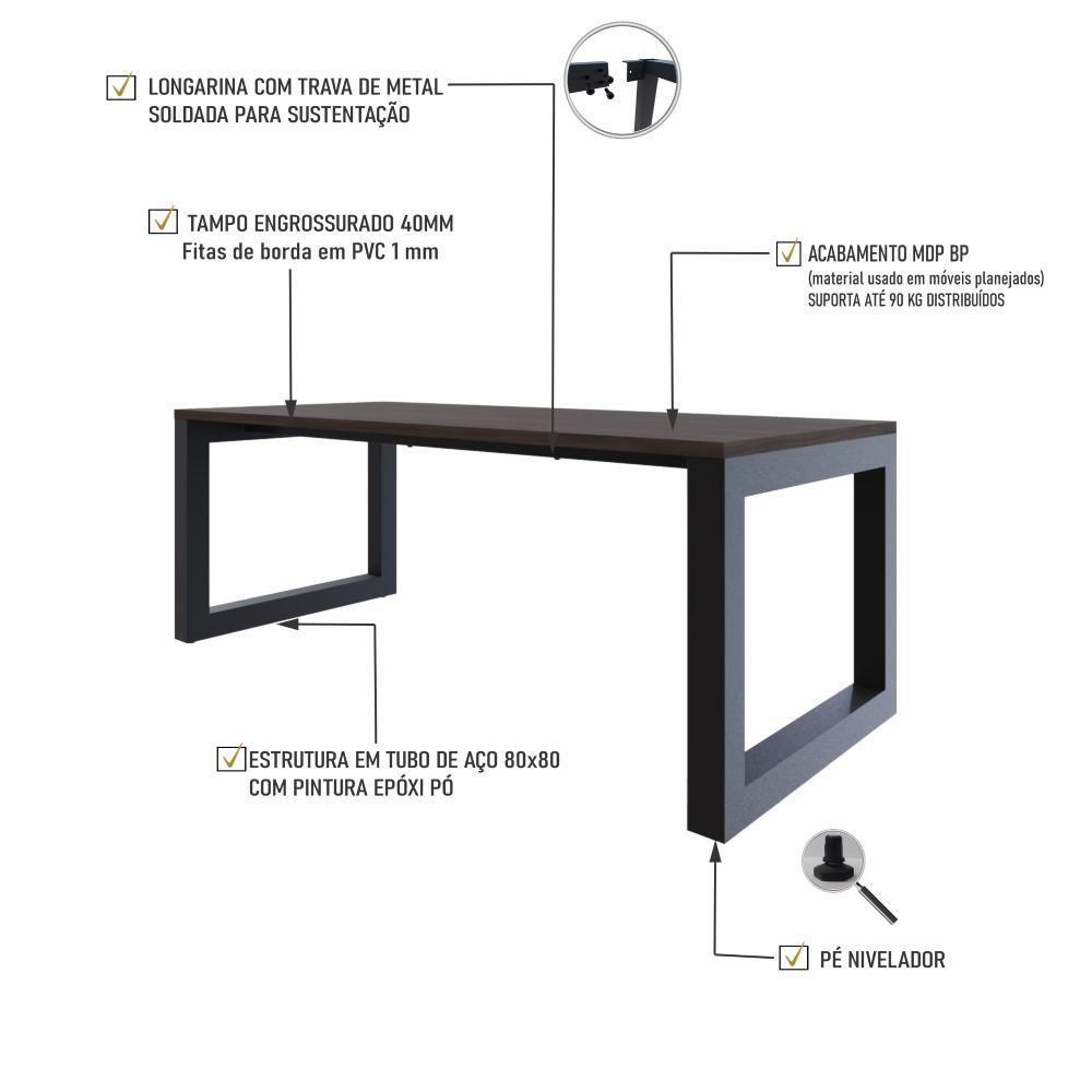 Mesa De Jantar Bronx 200x90x77cm Brmj9200 Terracota - Est.preta Terracota/est.preta - 3