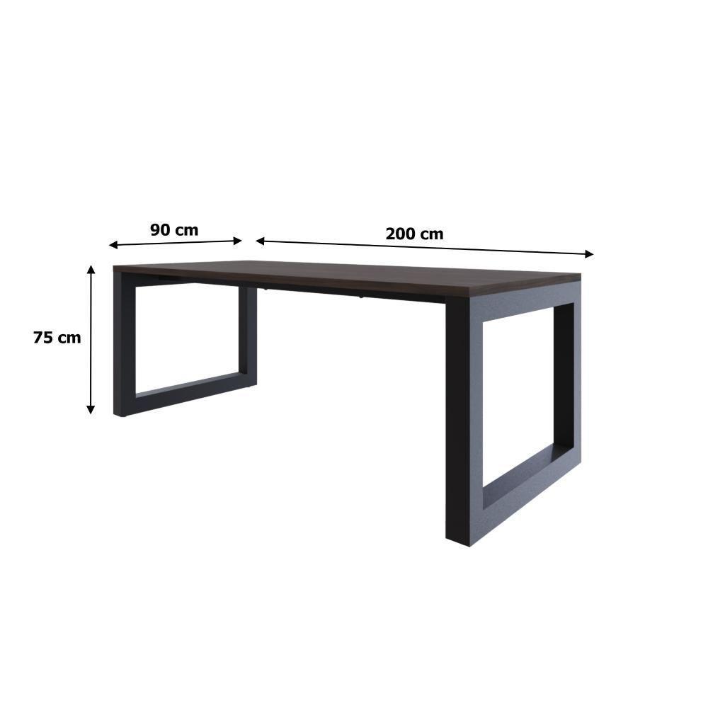 Mesa De Jantar Bronx 200x90x77cm Brmj9200 Terracota - Est.preta Terracota/est.preta - 6