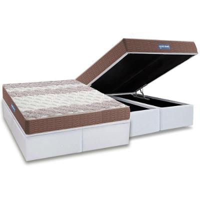 Cama Box Baú Queen: Colchão Espuma D33 Probel  / EP Guarda Costas PróIntense Double Face + Base CRC Courano White(158x198)