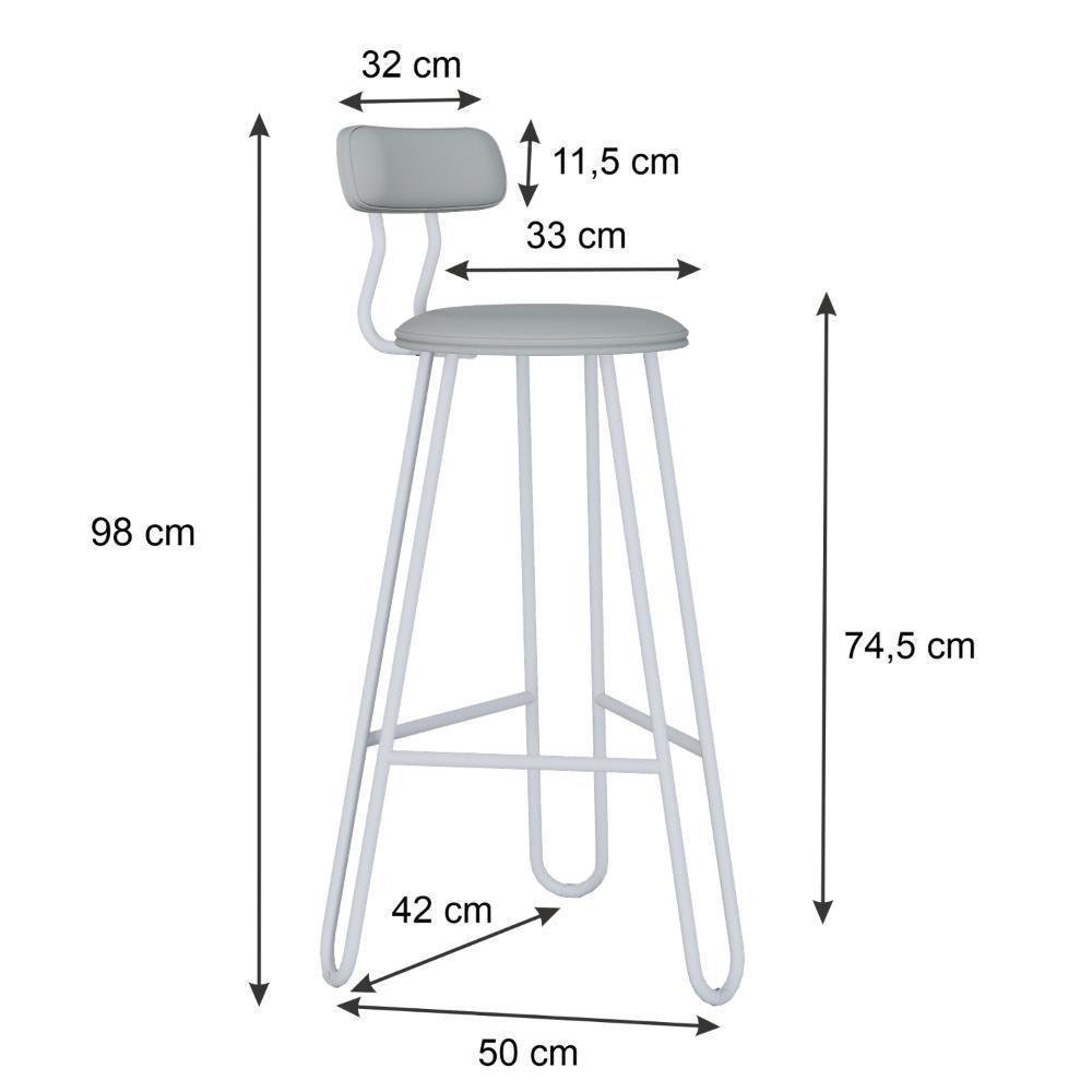 Conjunto 4 Banquetas Alta Ginger Com Encosto Courino Saturno Off White - 3