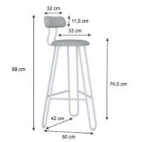 Conjunto 4 Banquetas Alta Ginger Com Encosto Courino Saturno Off White - 3